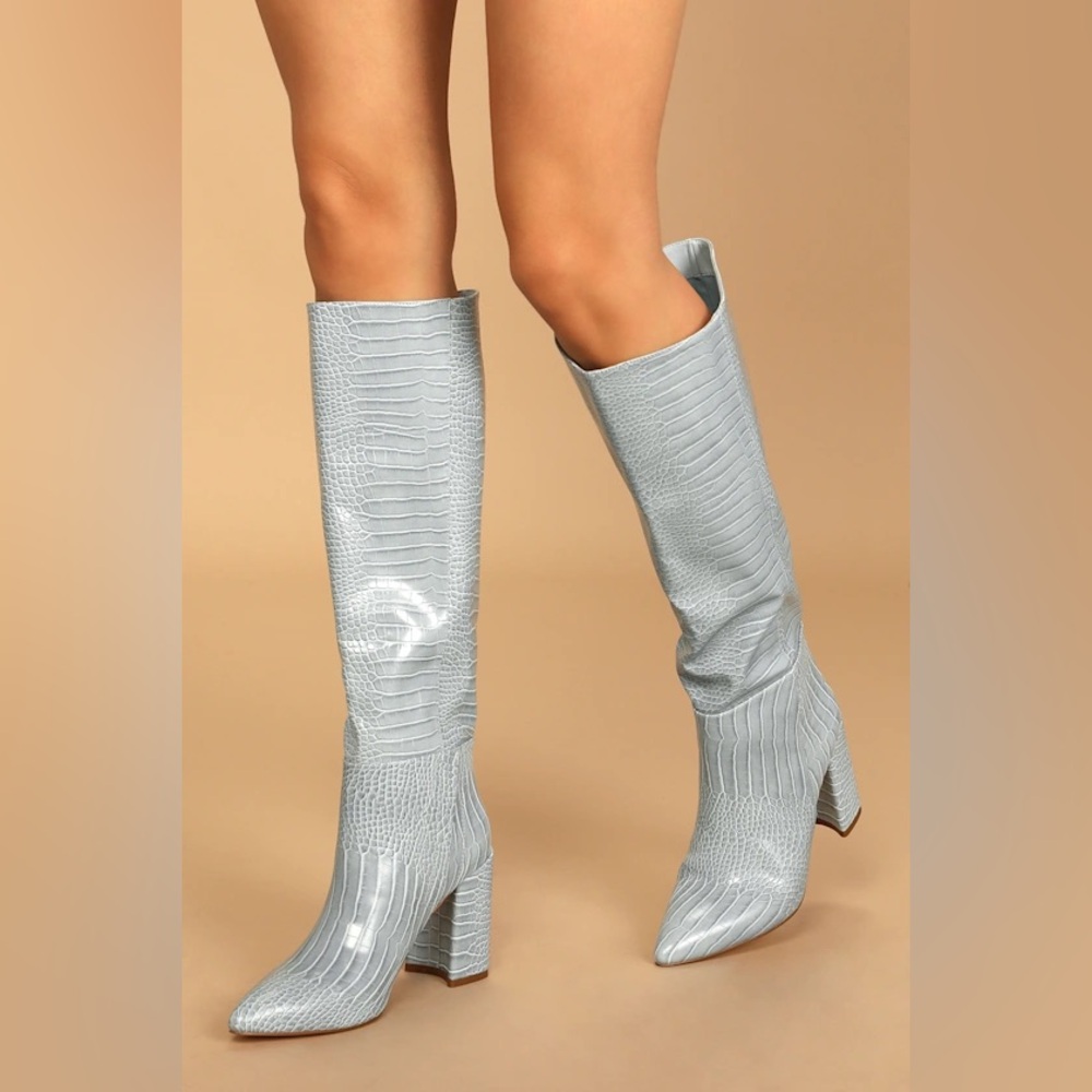 Lulu's Chic Light Blue Heeled Boots